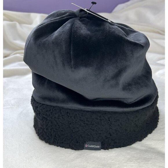 Cuddl Duds Hat Cap Black Fleece Faux Fur Reversible Winter Warm Beanie One Size - Picture 1 of 14